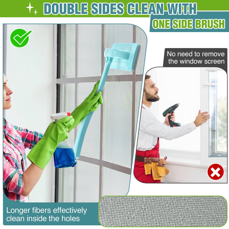 Enhon 1 Pack Mesh Screen Cleaner, Window Screen Cleaning Brush Washing Equipment, Detachable Window Cleaner Tool with Wet and Dry Dual Use - Image 4